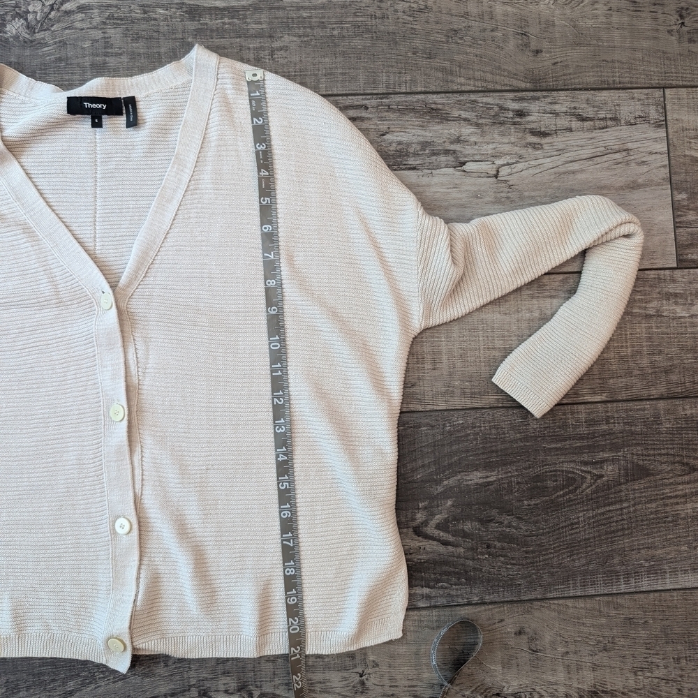 Theory Women's Cream Cardigan Sweater - Picture 10 of 11